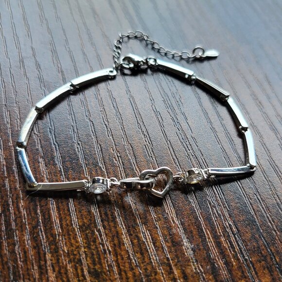 NWT STERLING SILVER 925 HEART BRACELET - Picture 1 of 5